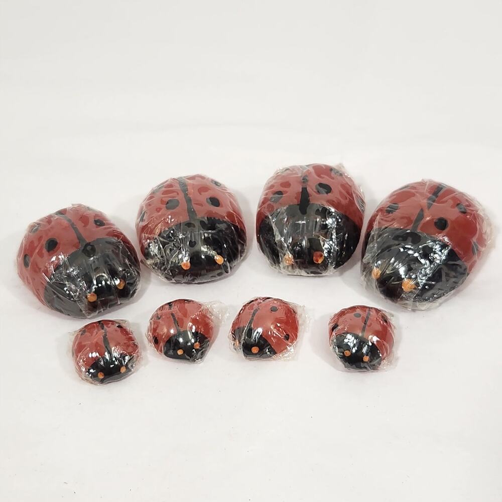 VTG Miniature Ladybug Candle Set 8 Handmade Tiny Mini Bug Insect Fairy Cottage